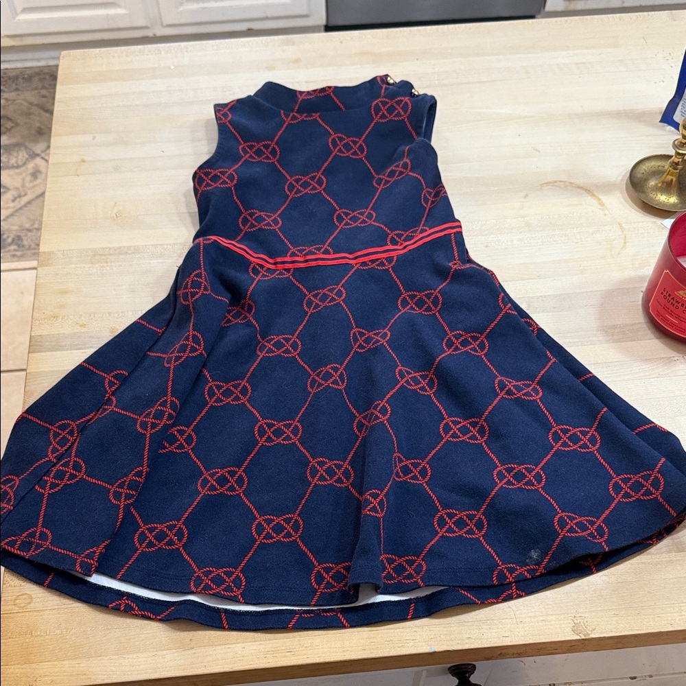 Janie and Jack Navy and Red Patterned Dress